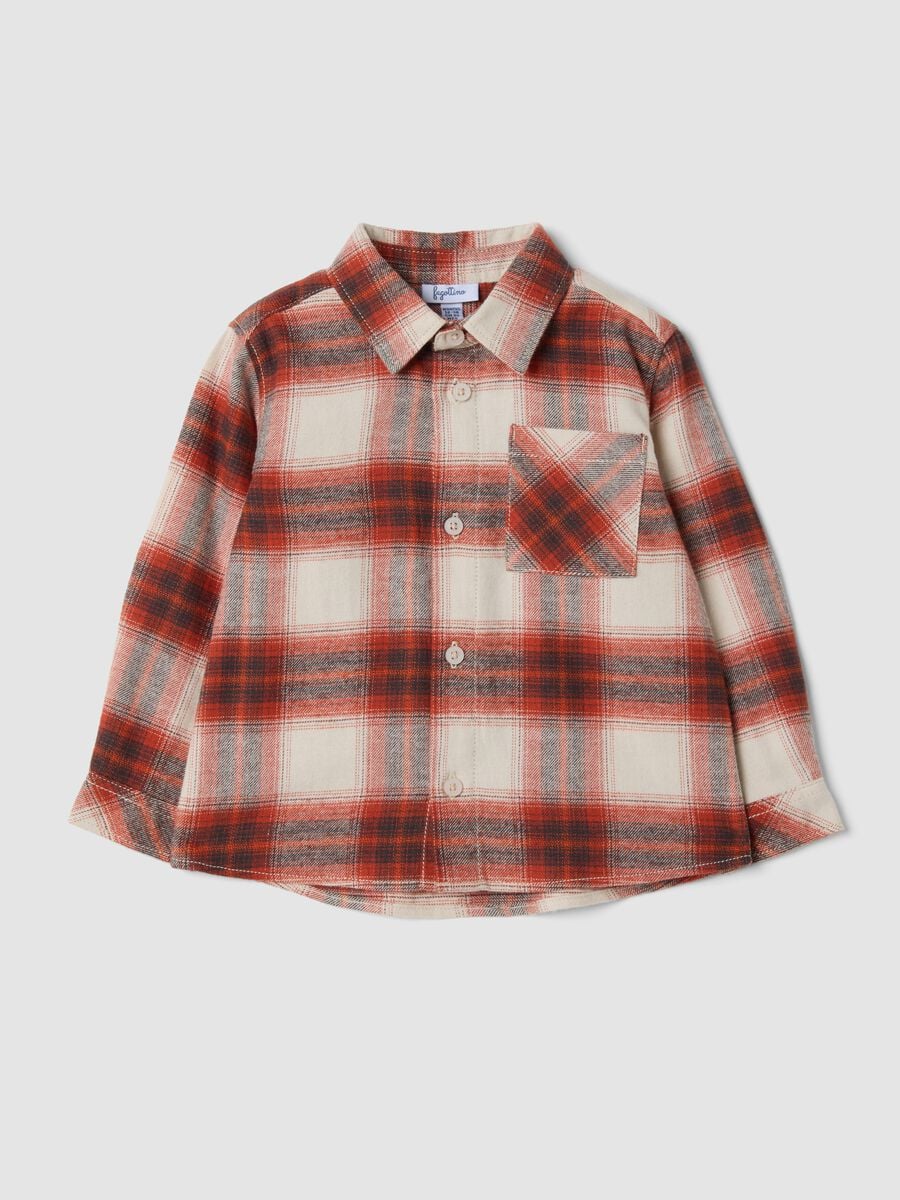 Brown and Red Checked Pure Cotton Shirt_0