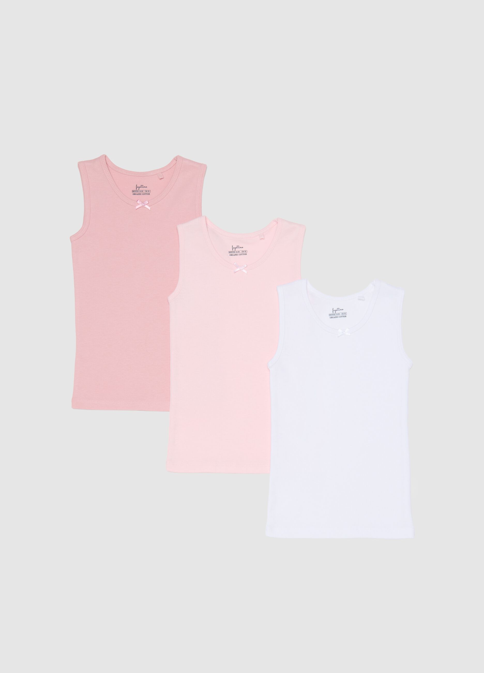 Tripack canottiere multicolor da neonato in puro cotone