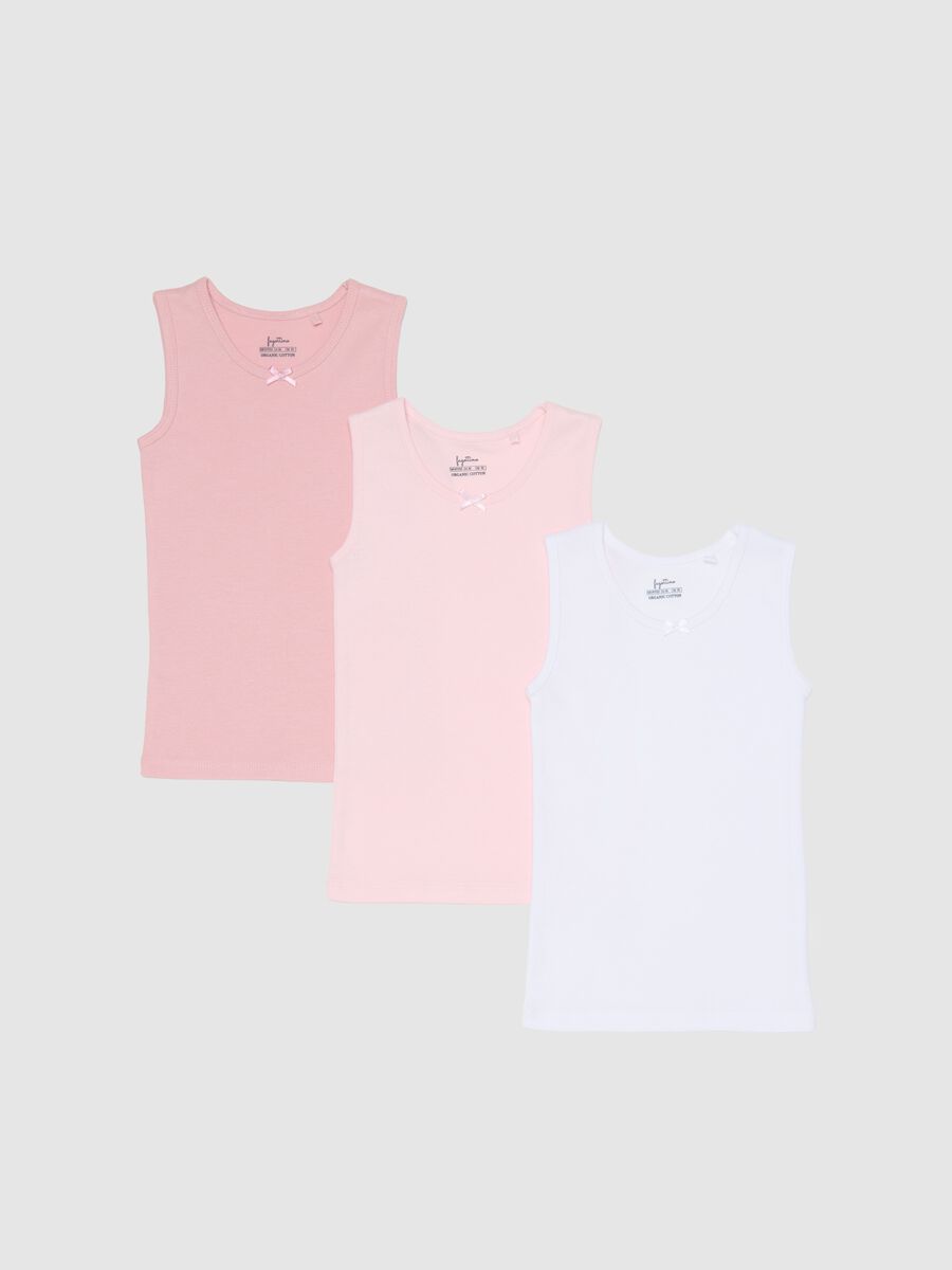 Tripack canottiere multicolor da neonato in puro cotone_0