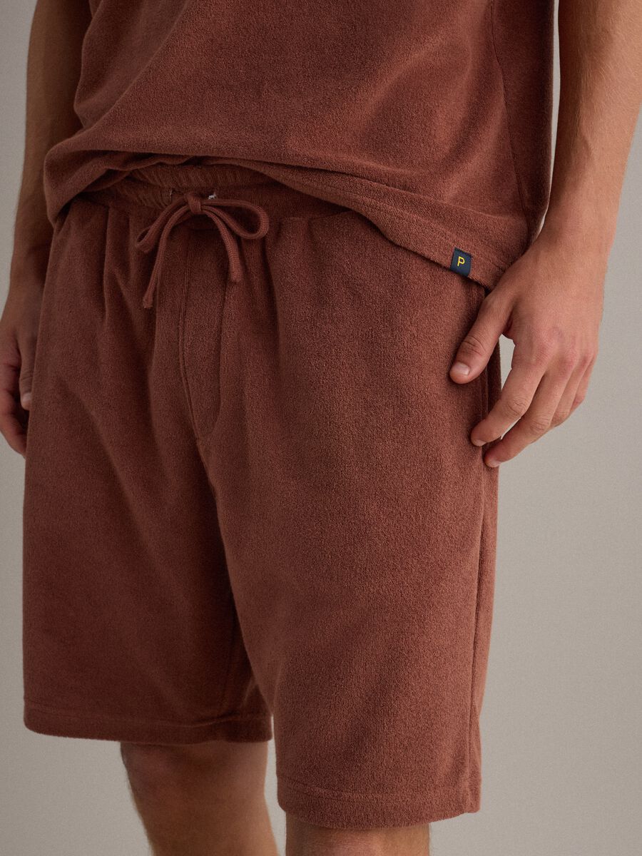 Shorts jogger marroni in misto cotone con vita elasticizzata regular fit_3