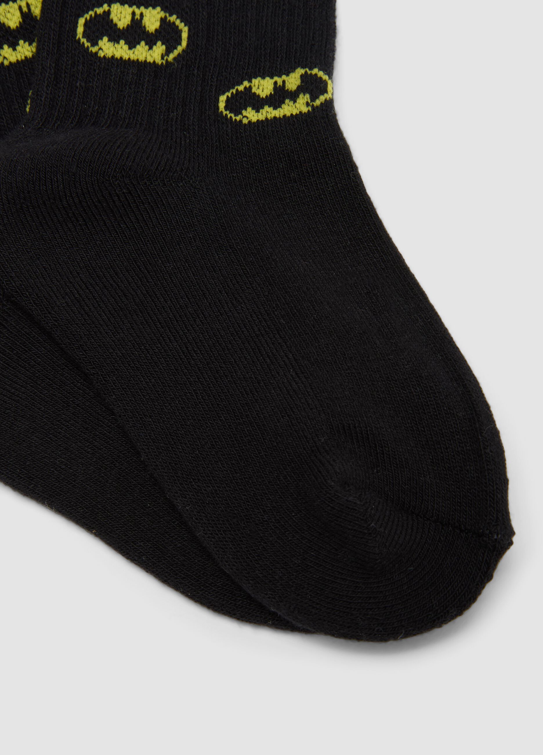 Bipack di calze corte nere in cotone organico elasticizzato con stampa Batman