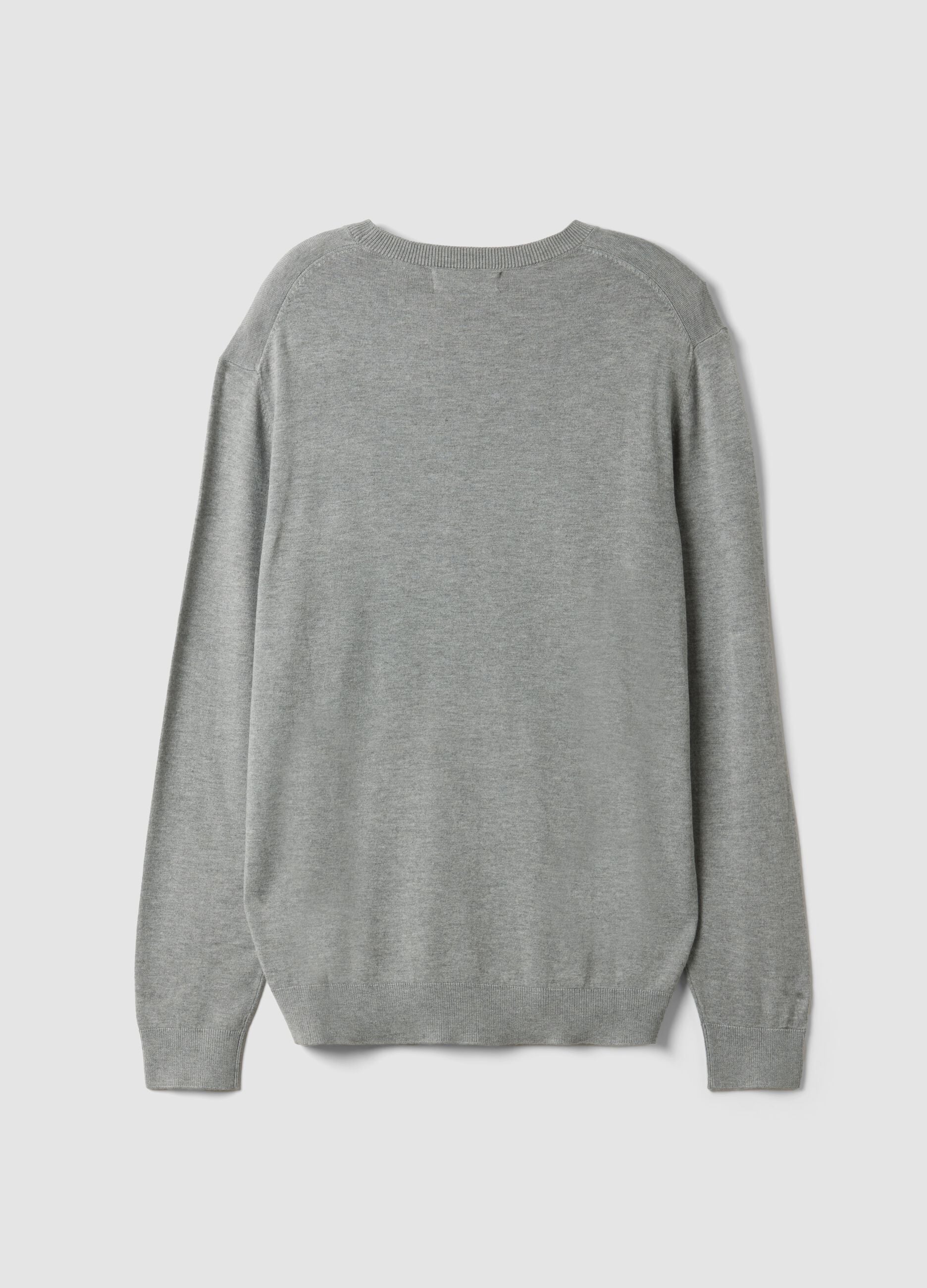 Grey crew-neck viscose-blend jumper, regular fit