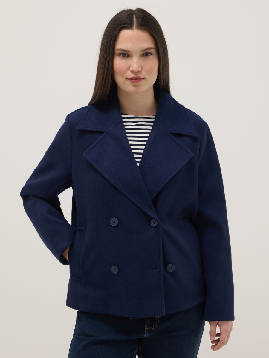 Blue Double-breasted Jacket, Regular Fit_0