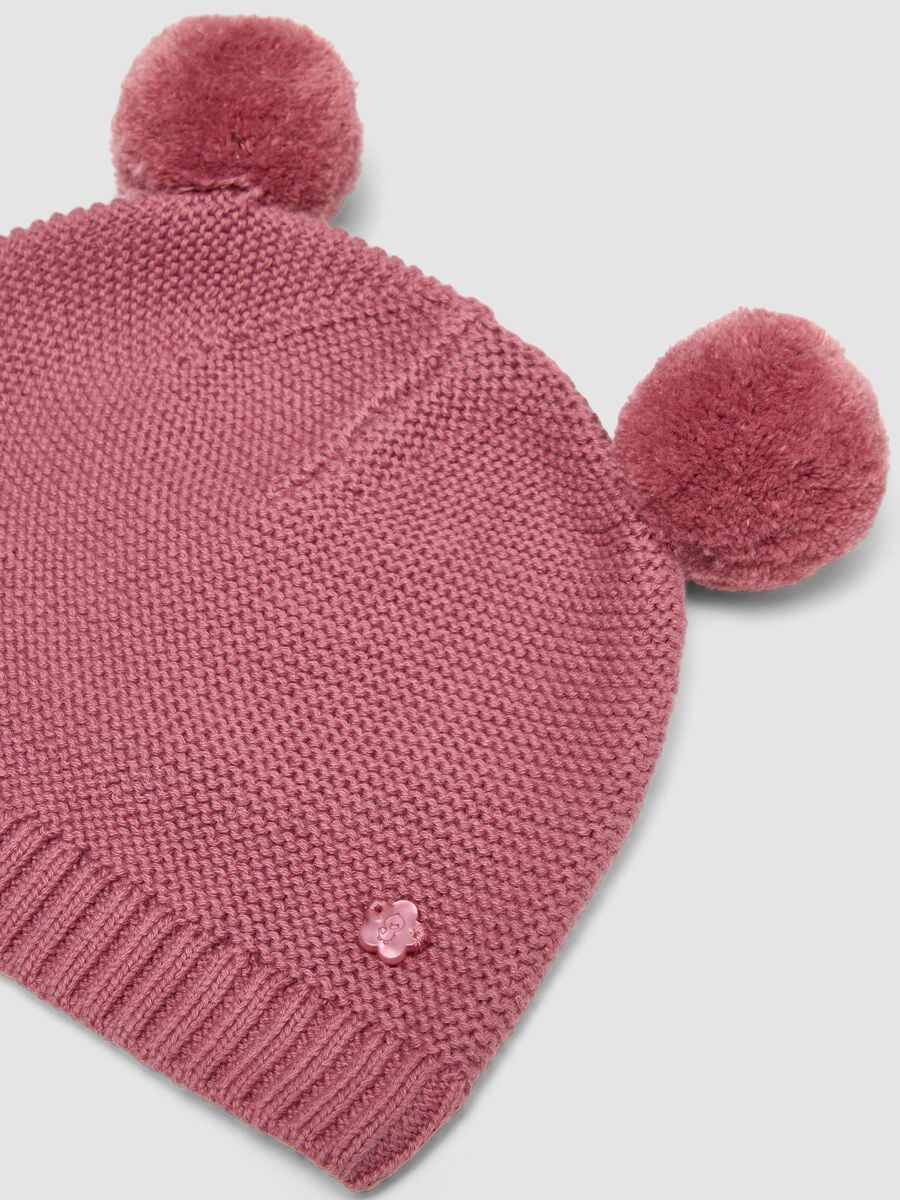 Cappello rosa in puro cotone organico lavorato a maglia_1