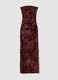 Abito fitted lungo rosso in tessuto elasticizzato a fiori_1