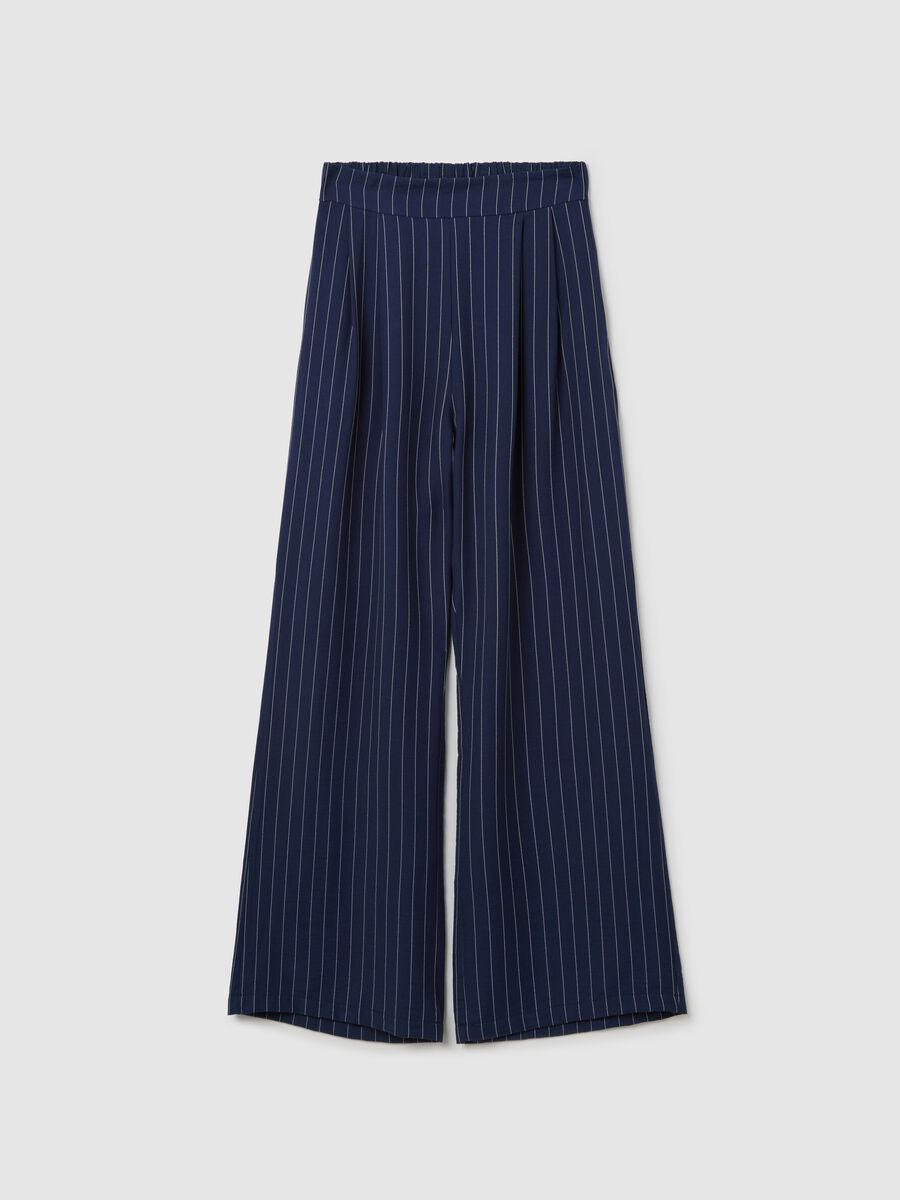 Blue palazzo trousers with striped pattern_4
