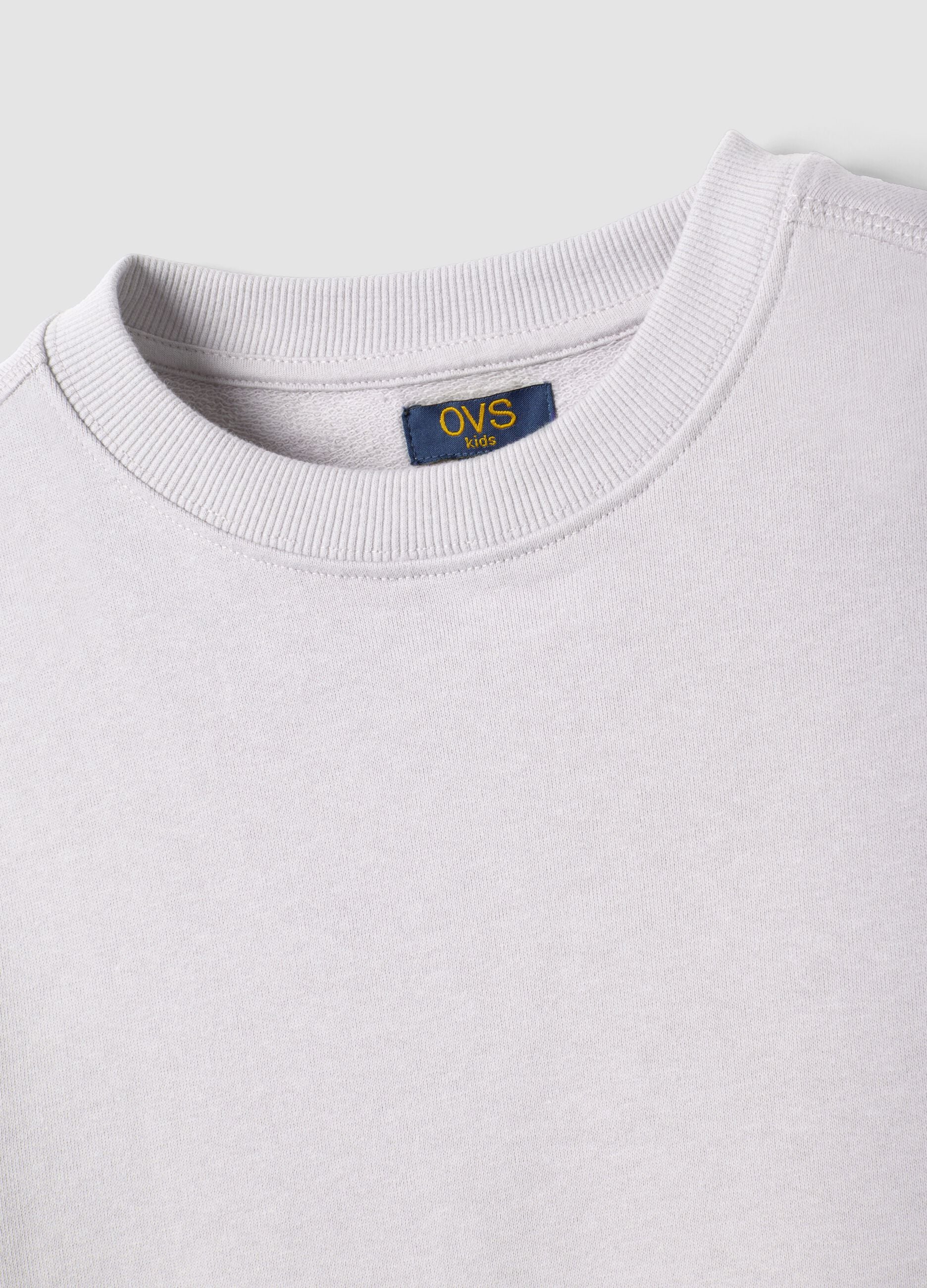 Grey pure cotton crew-neck sweatshirt for boys, relaxed fit