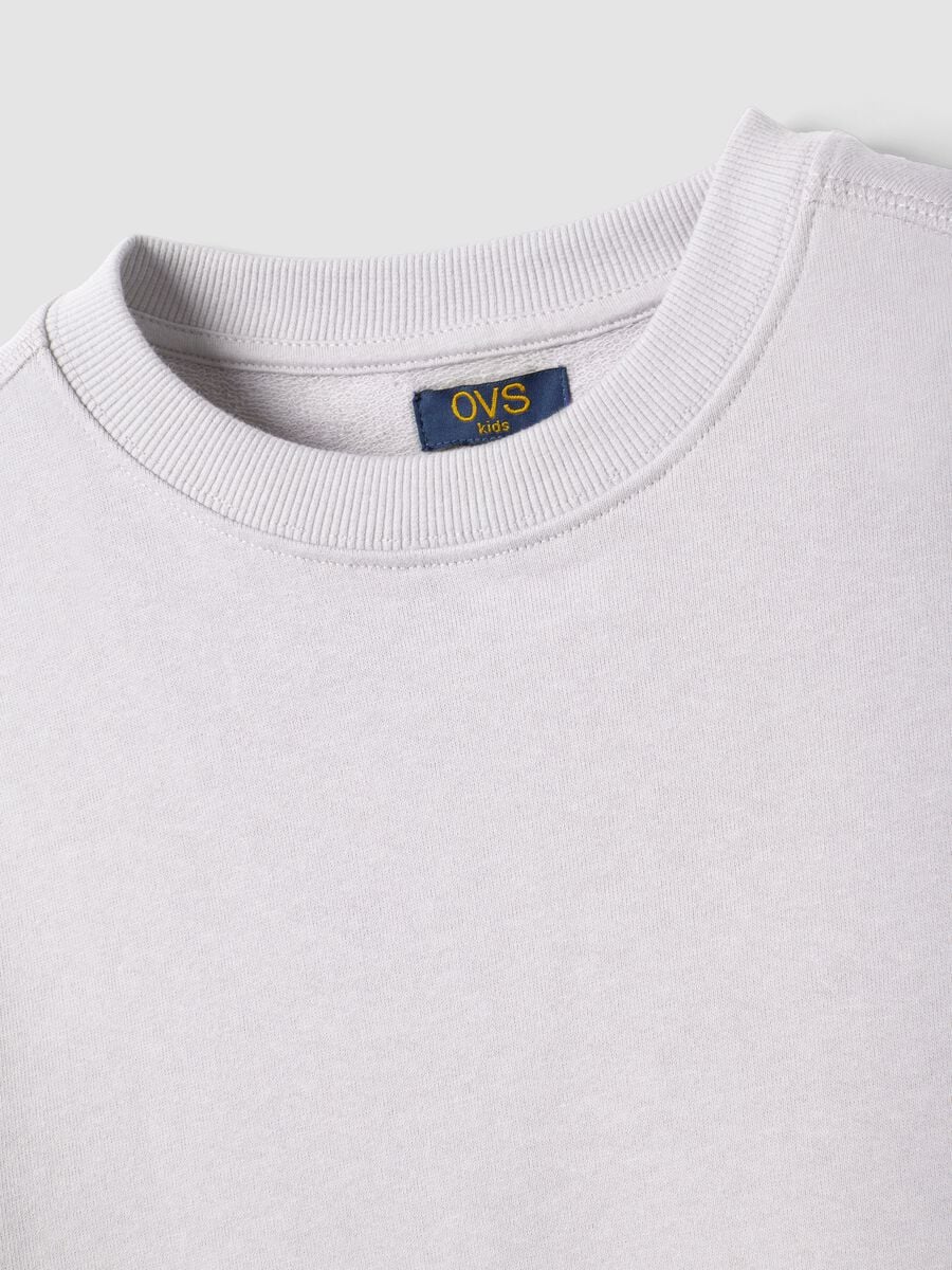 Grey pure cotton crew-neck sweatshirt for boys, relaxed fit_5