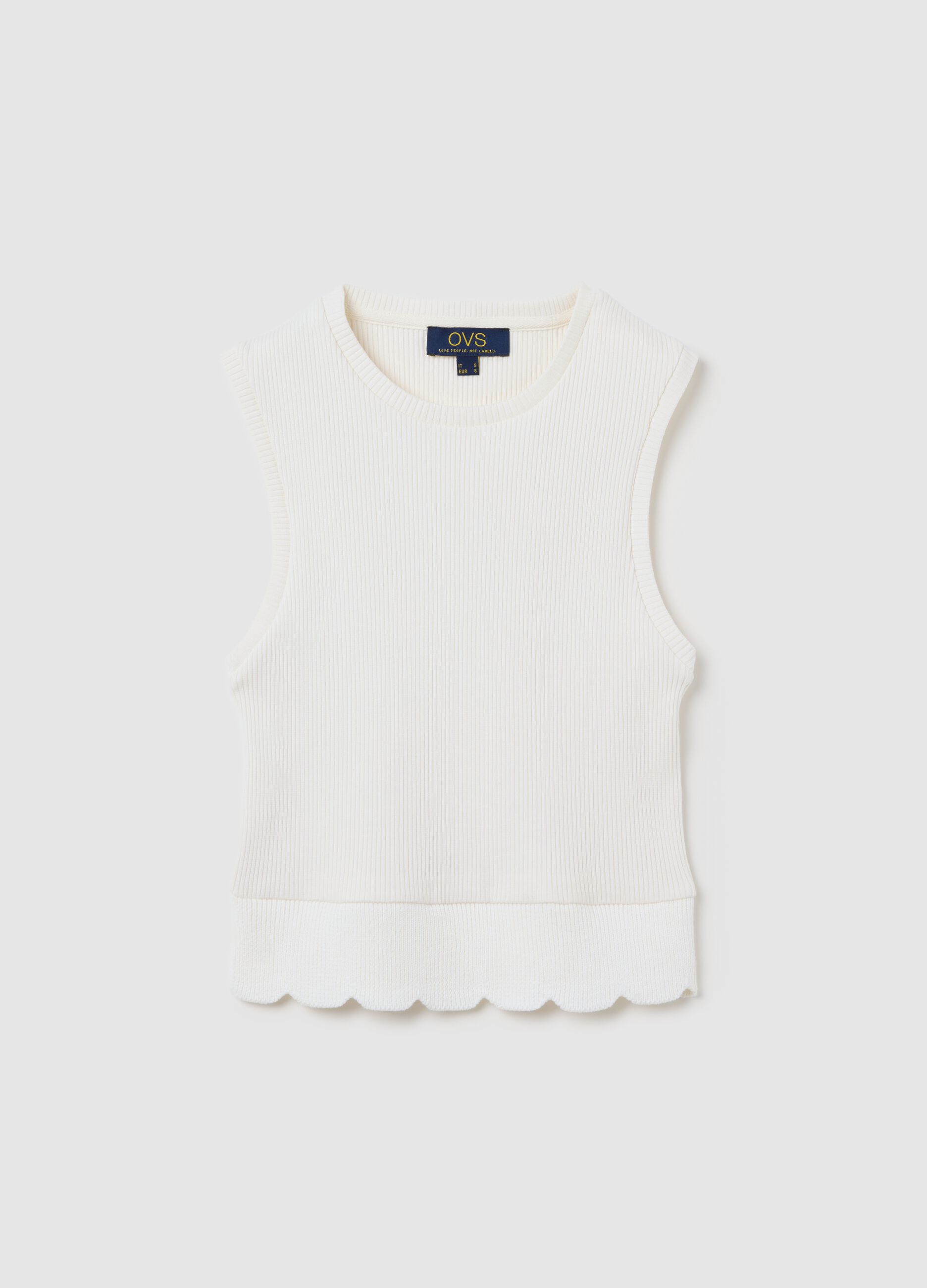 Canotta da donna in cotone elasticizzato bianca regular fit