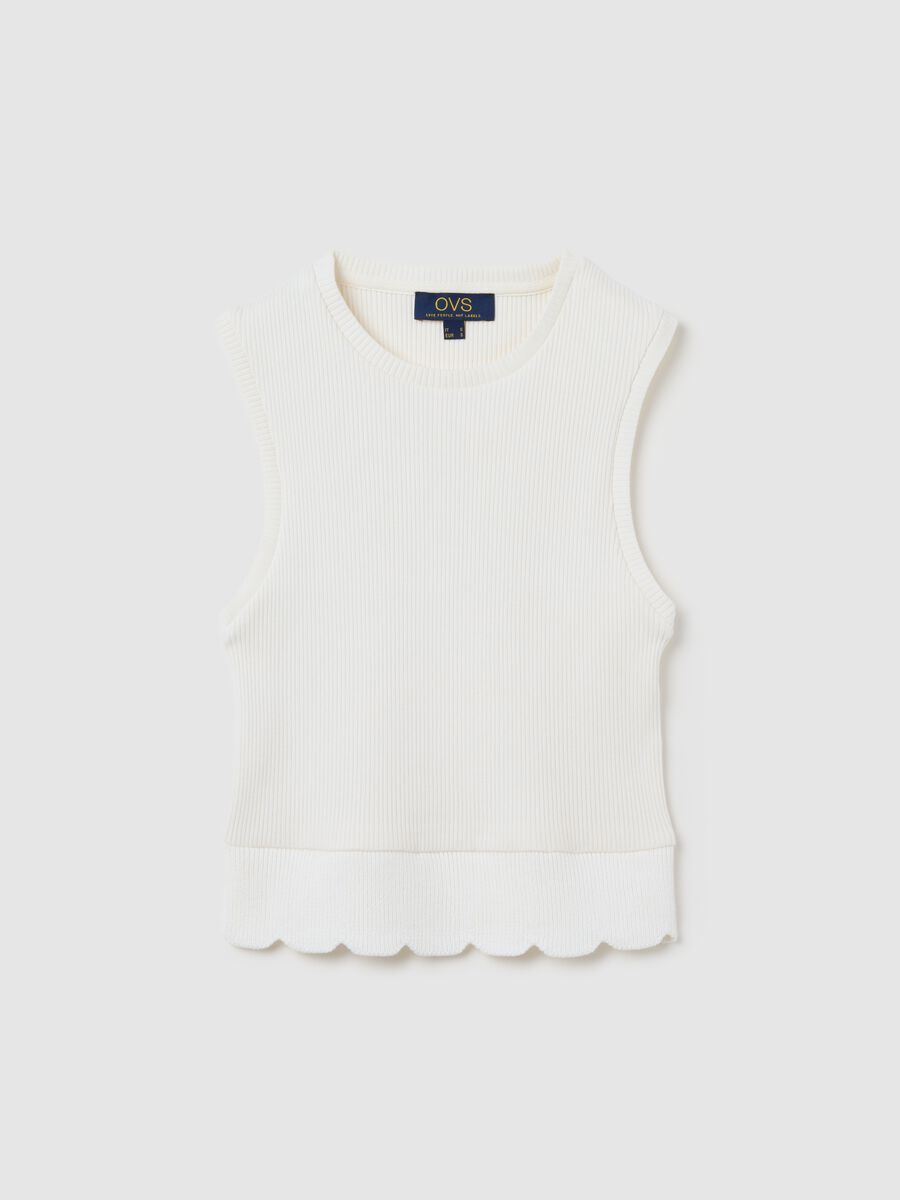 White Ribbed Cotton Vest Top by Ovs_4