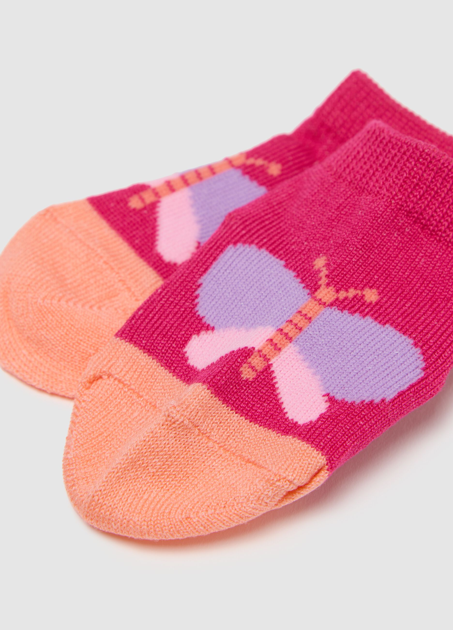 Calzini corti da bambina in cotone multicolor con motivo