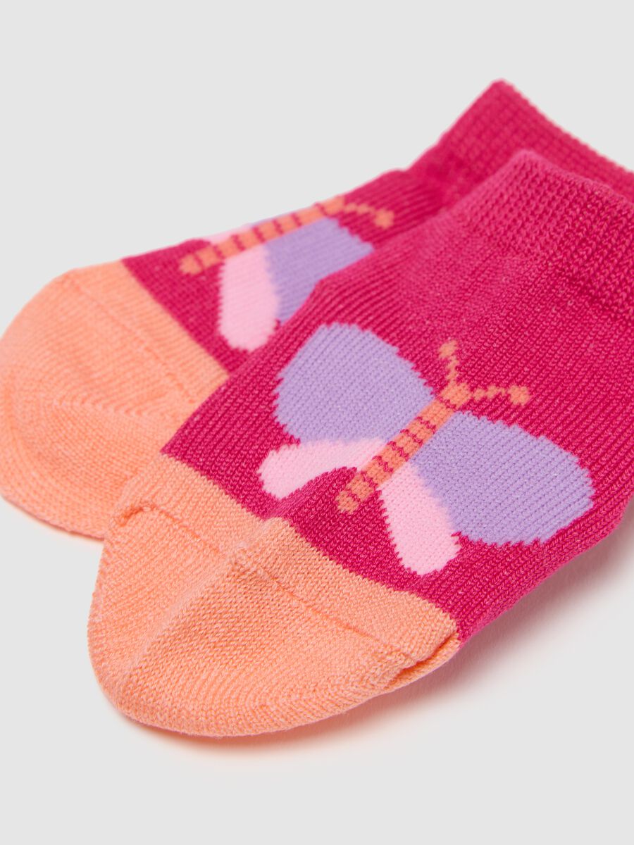 Girls' short multicolour cotton socks with pattern_2