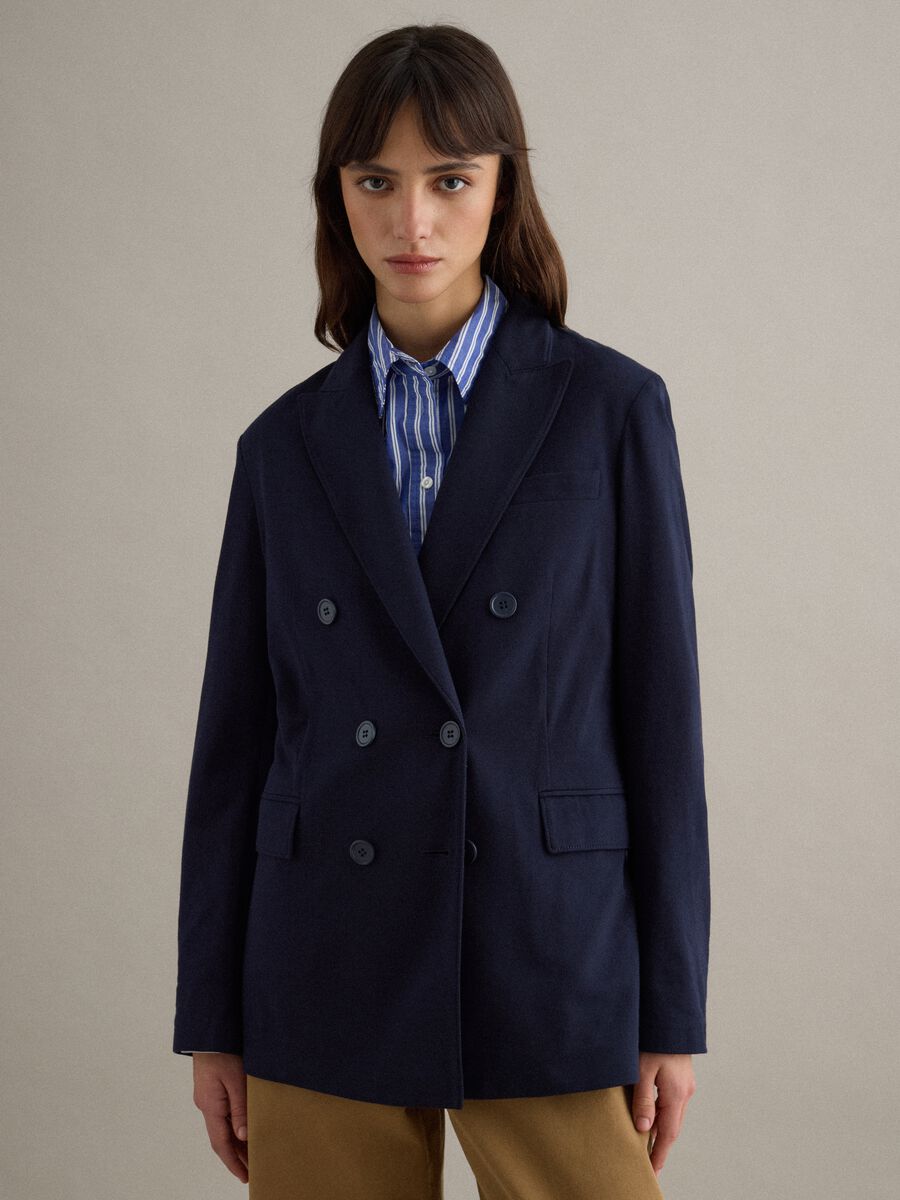 Blazer in cotone elasticizzato blu regular fit_1