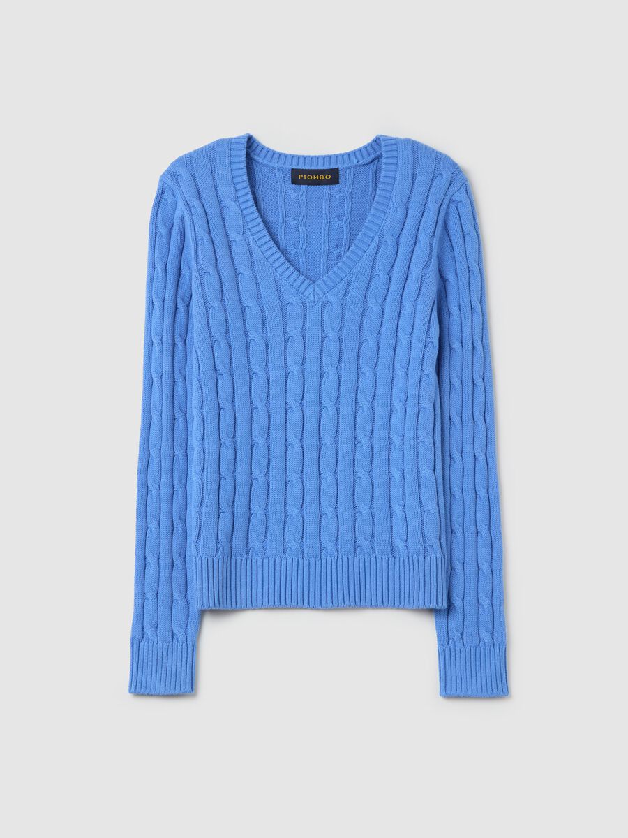 Cable-knit pullover with V neck_4