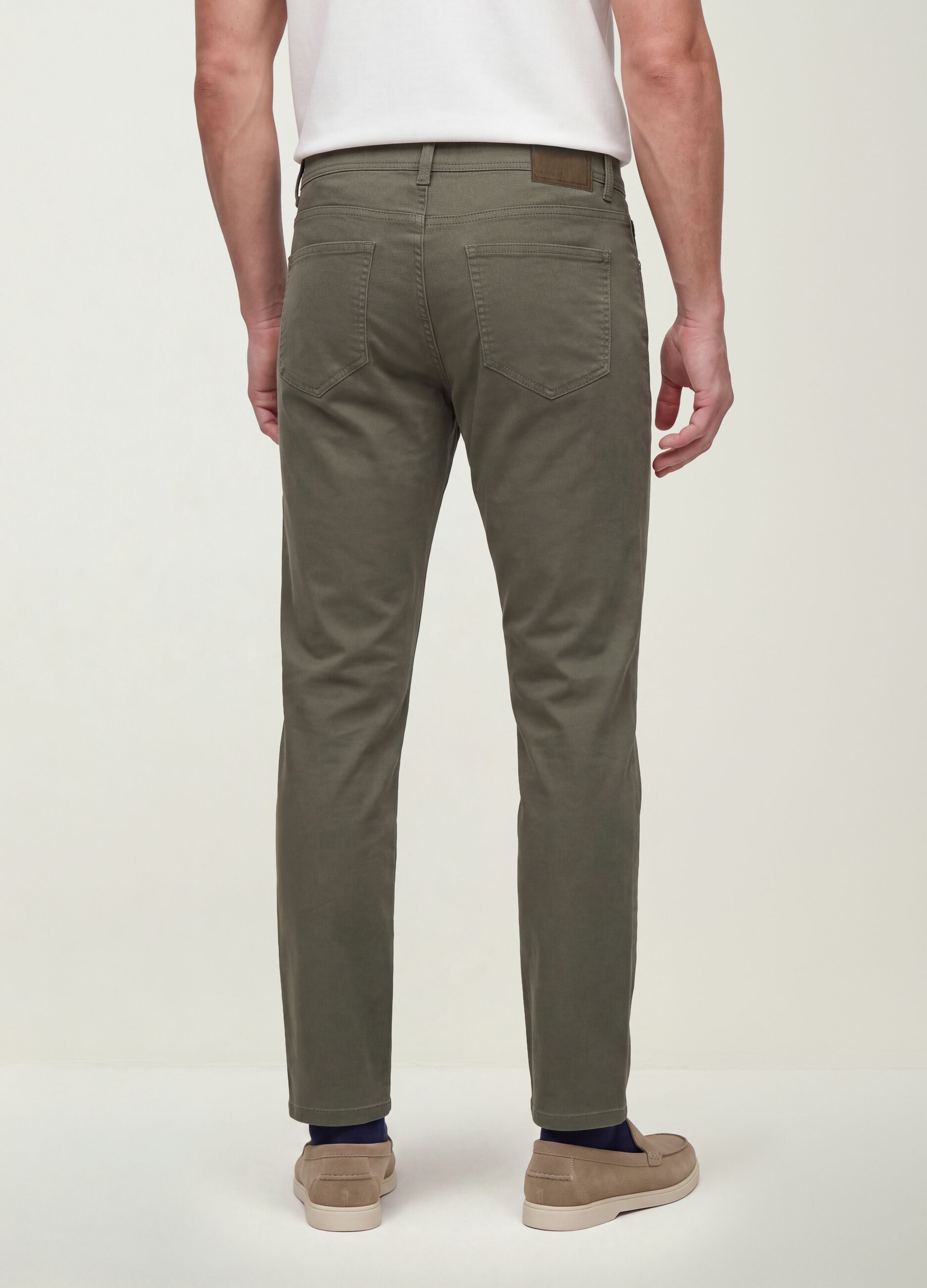 Green slim-fit stretch cotton dobby trousers