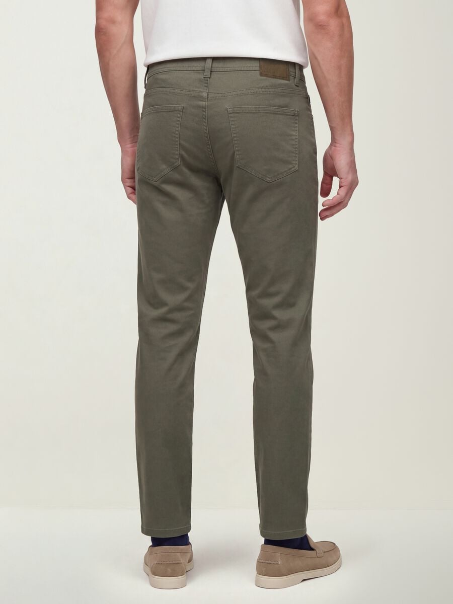 Pantaloni verdi in dobby di cotone elasticizzato slim fit_3