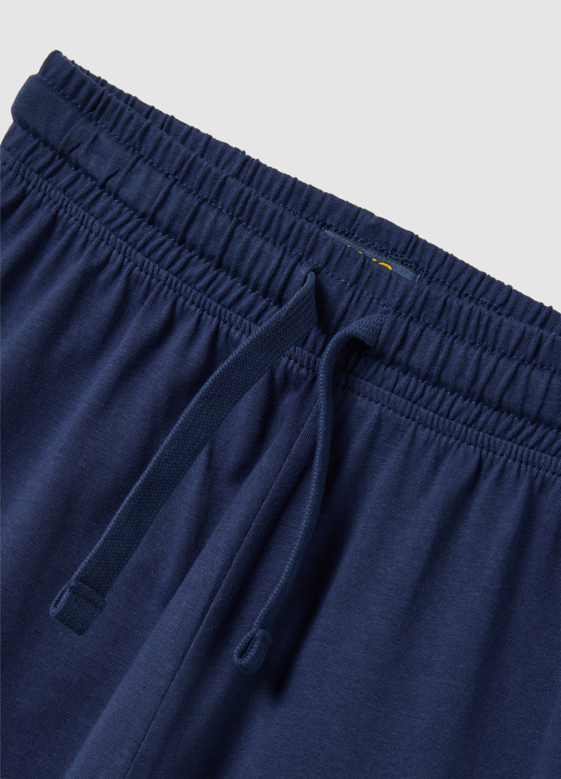 Boys' shorts in 100% blue cotton with regular rise