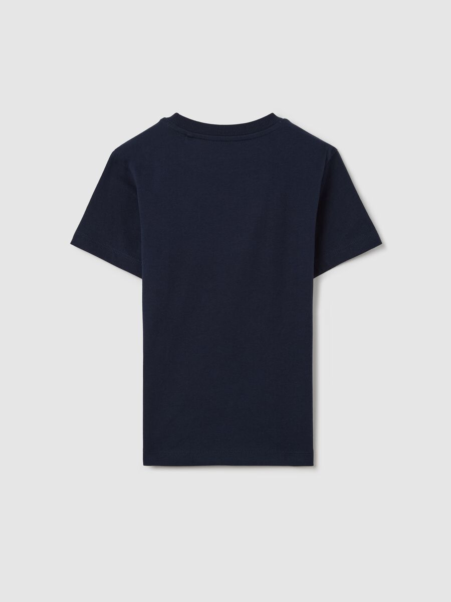 Blue cotton T-shirt with lettering print_1