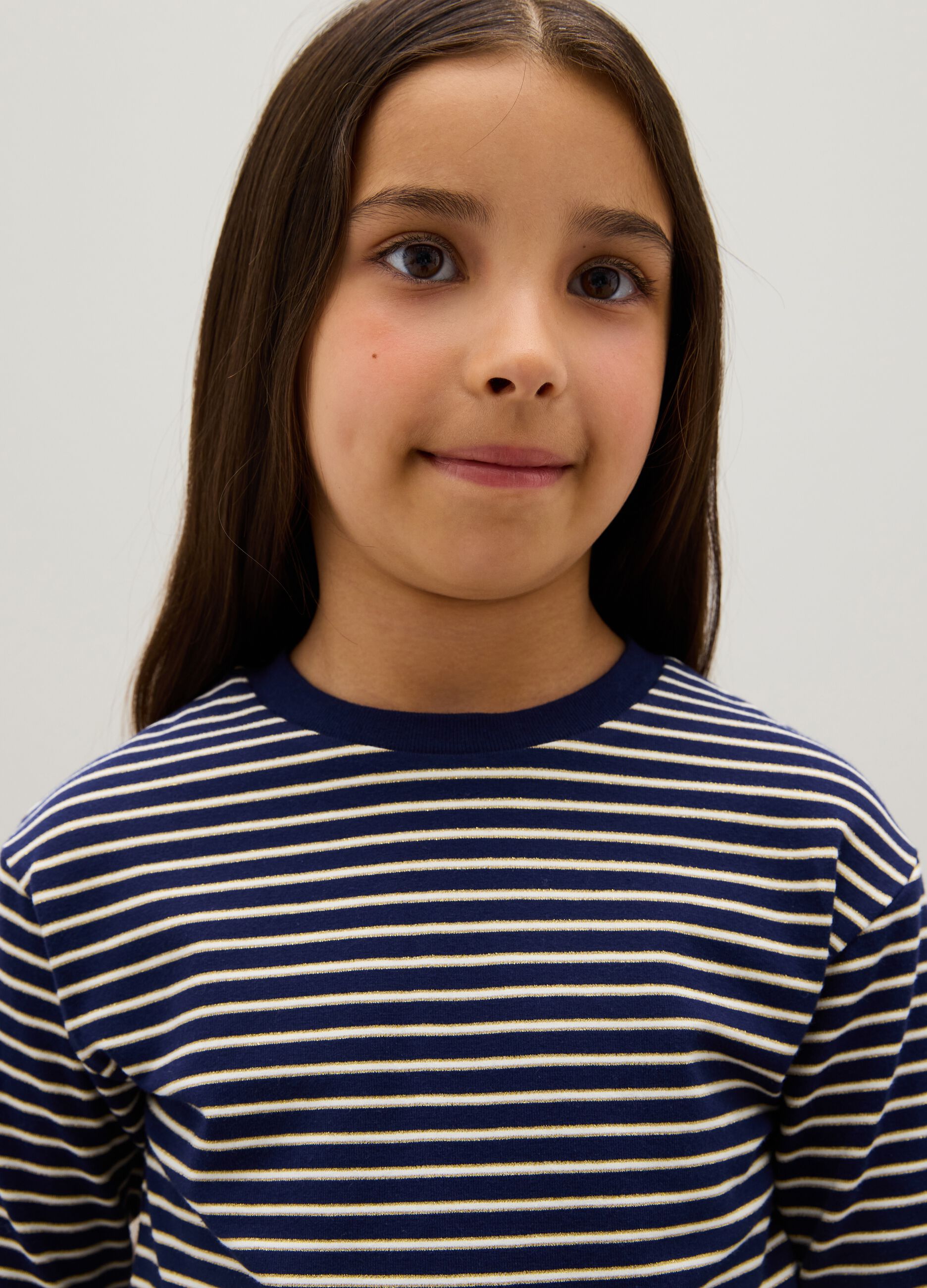 Maglia da ragazza in misto cotone multicolor regular fit