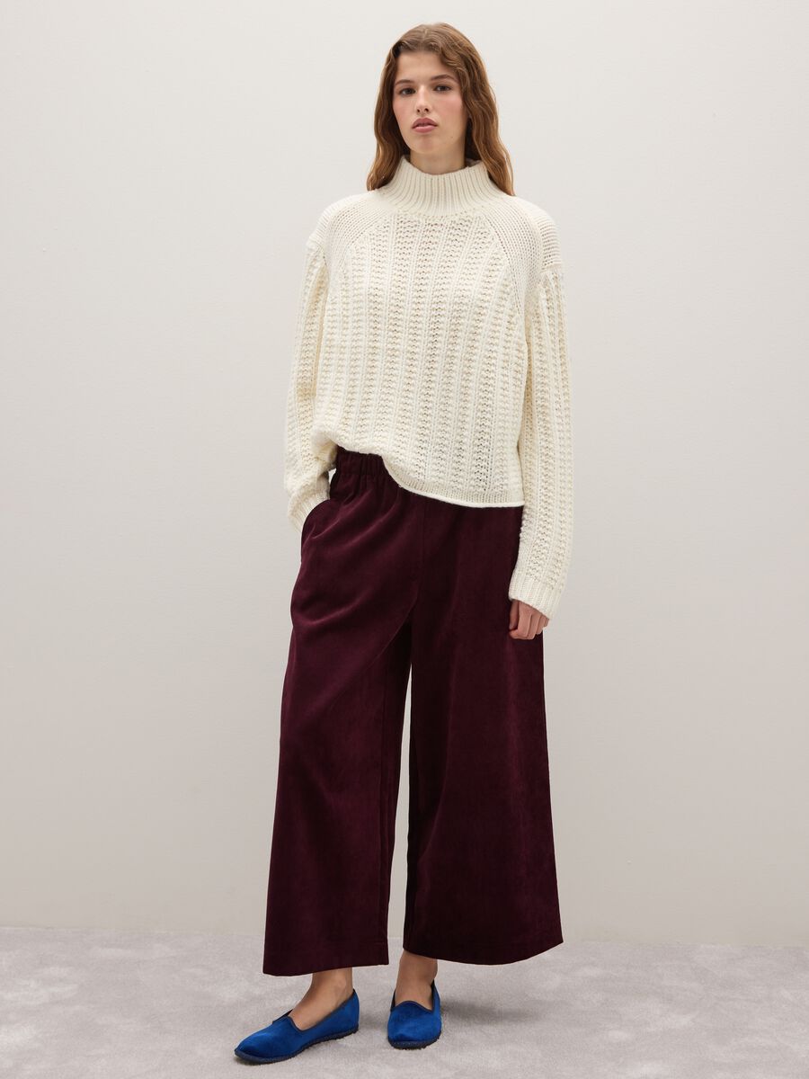 Purple corduroy regular fit trousers_0