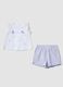 White organic cotton set with top and shorts for baby girls_0