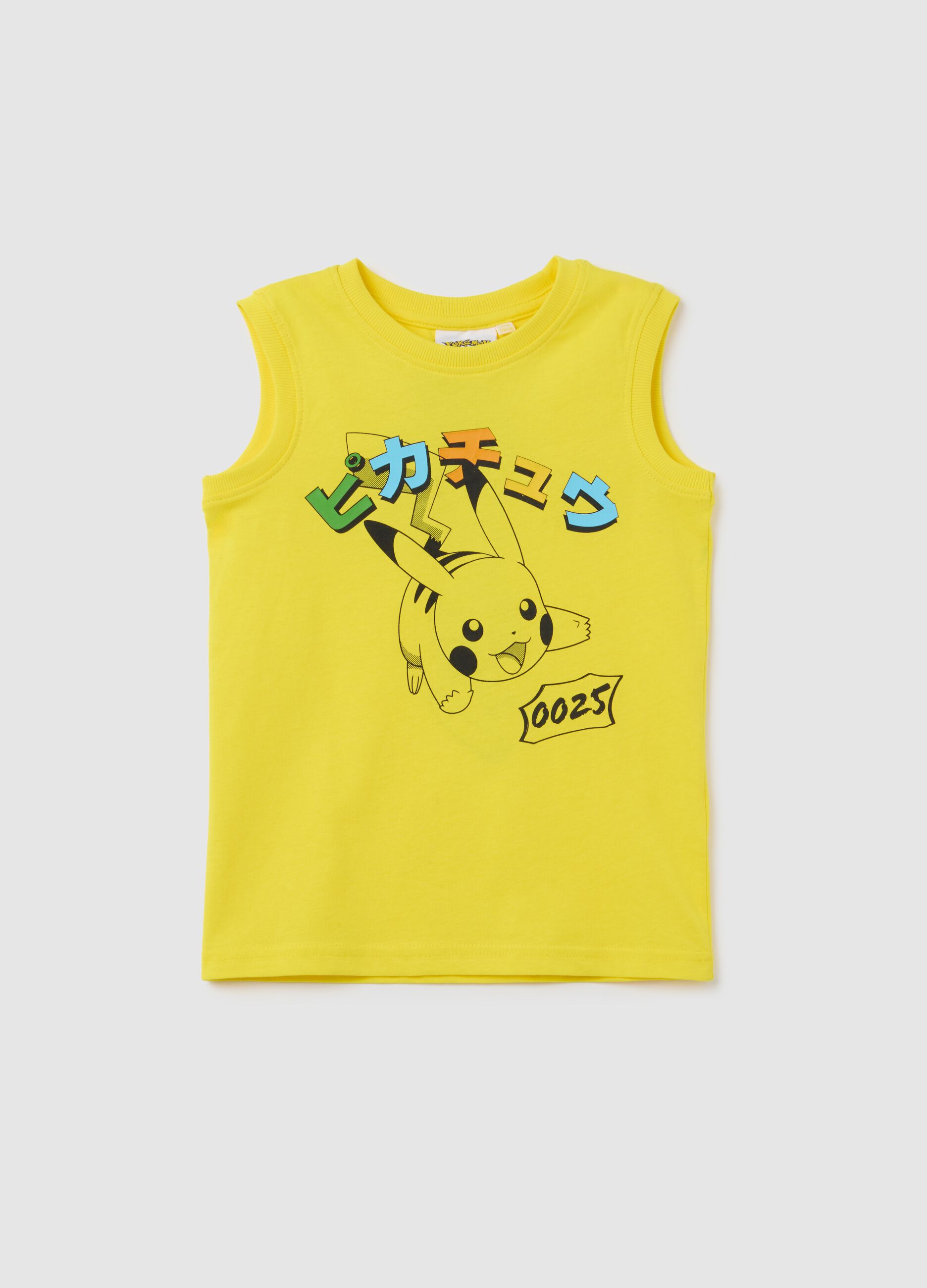 Canotta da bambino in puro cotone gialla con Pikachu
