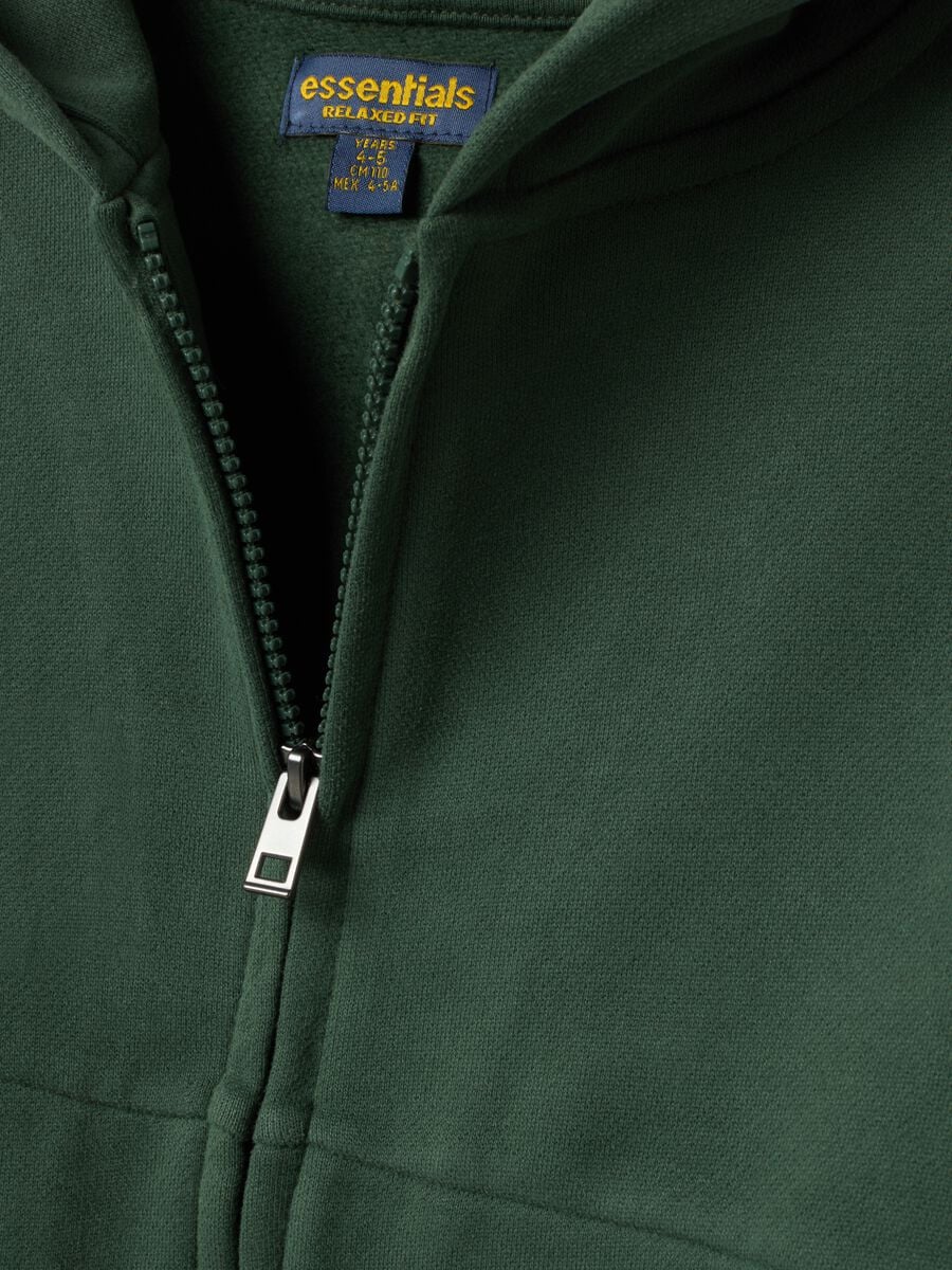 Felpa verde in puro cotone organico con cappuccio relaxed fit_3