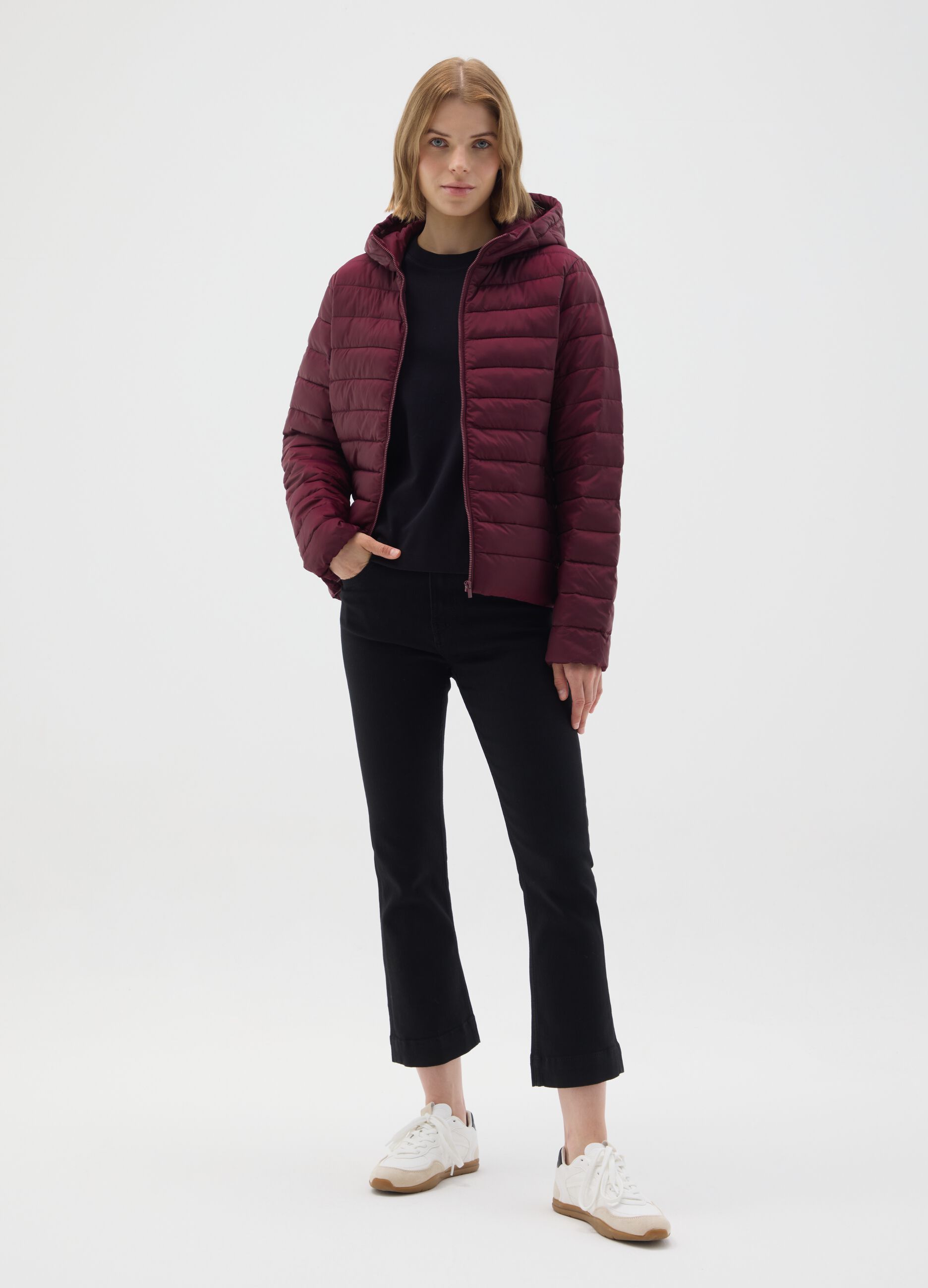 Red mixed regular fit jacket