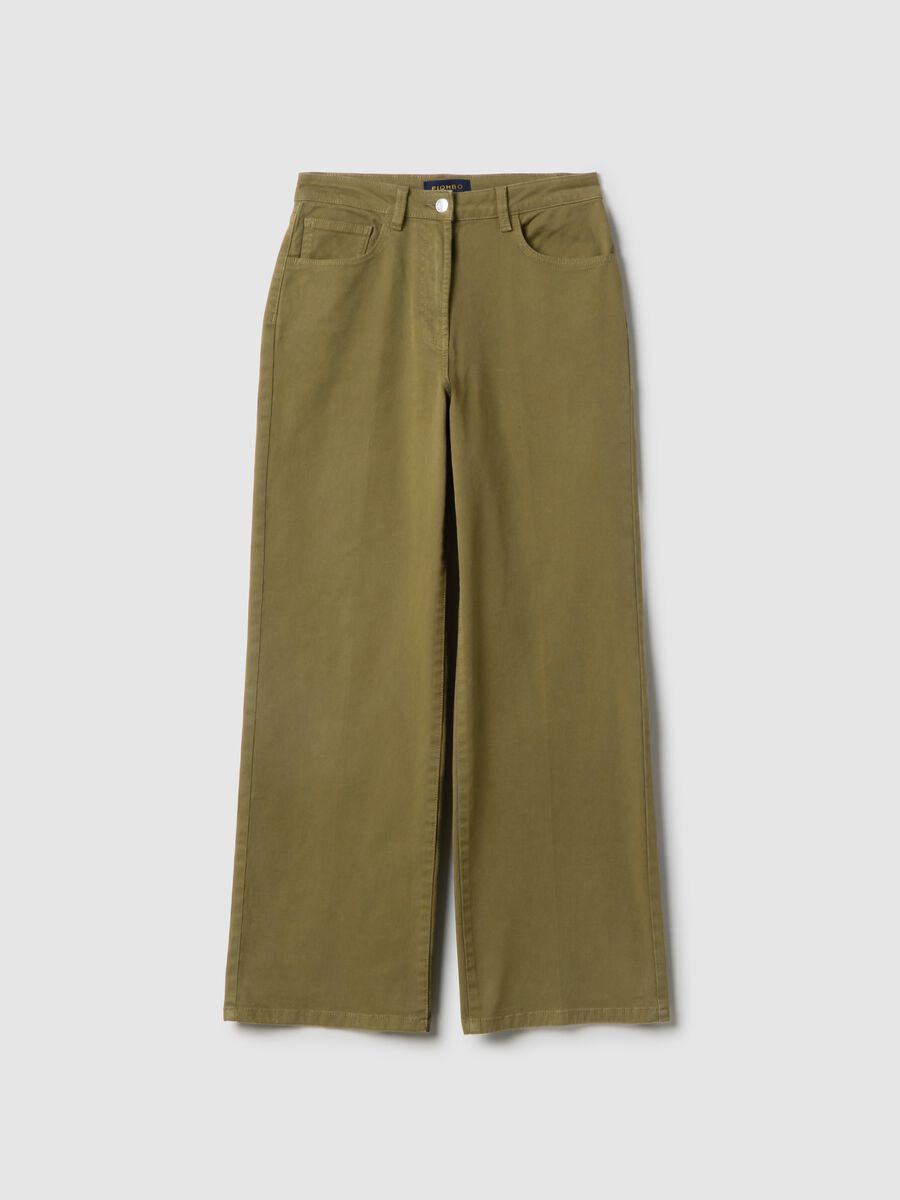 Pantaloni chino in cotone elasticizzato verde regular fit_0