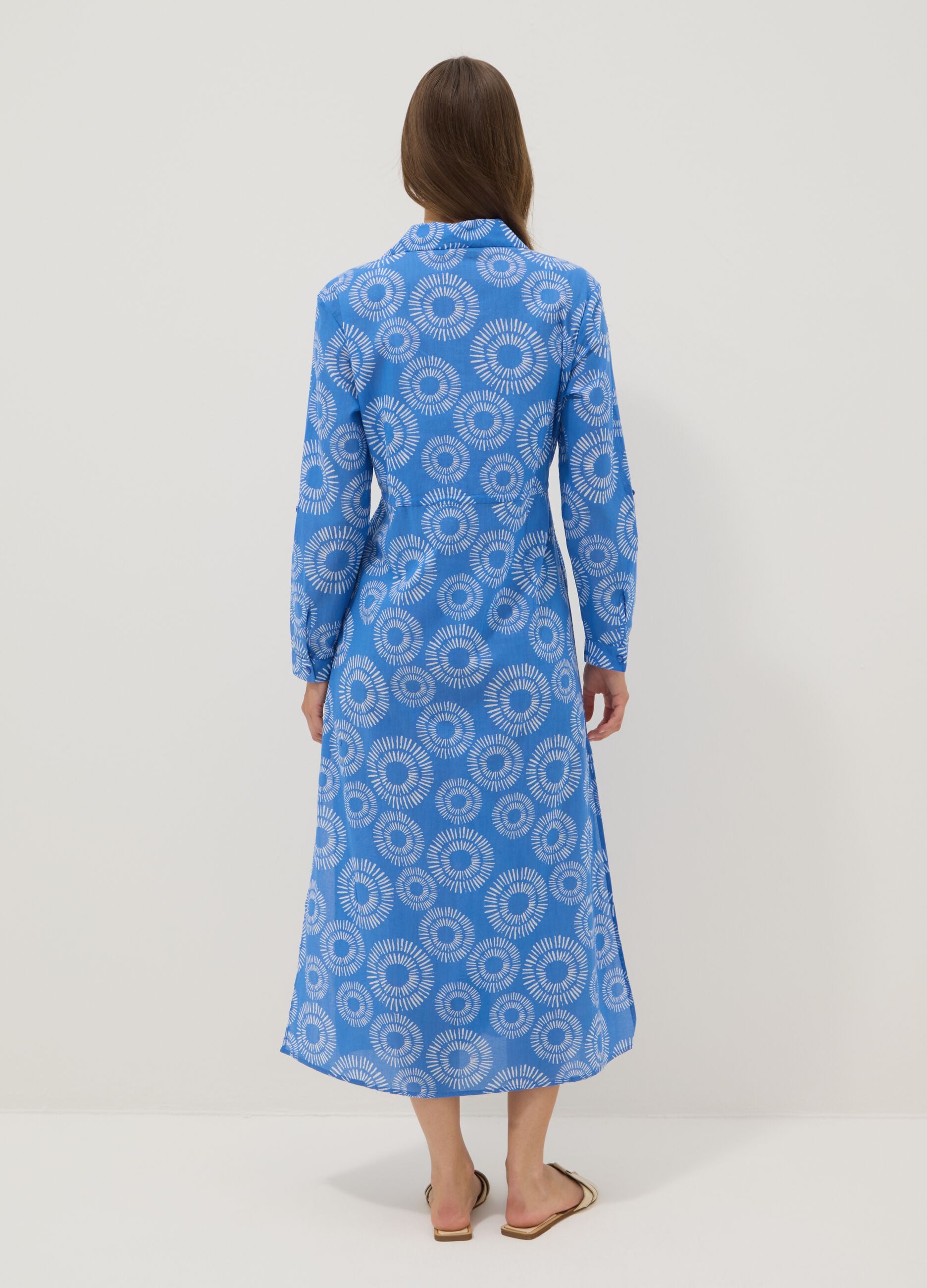 Long blue organic cotton kaftan