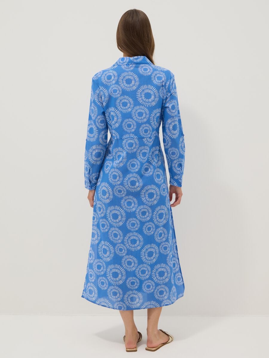 Caftano blu lungo in cotone organico_3