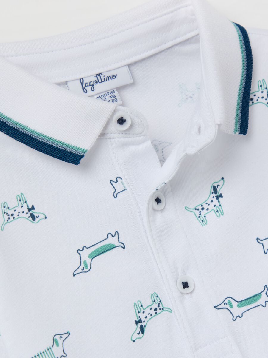 Cotton polo shirt with puppy print_2