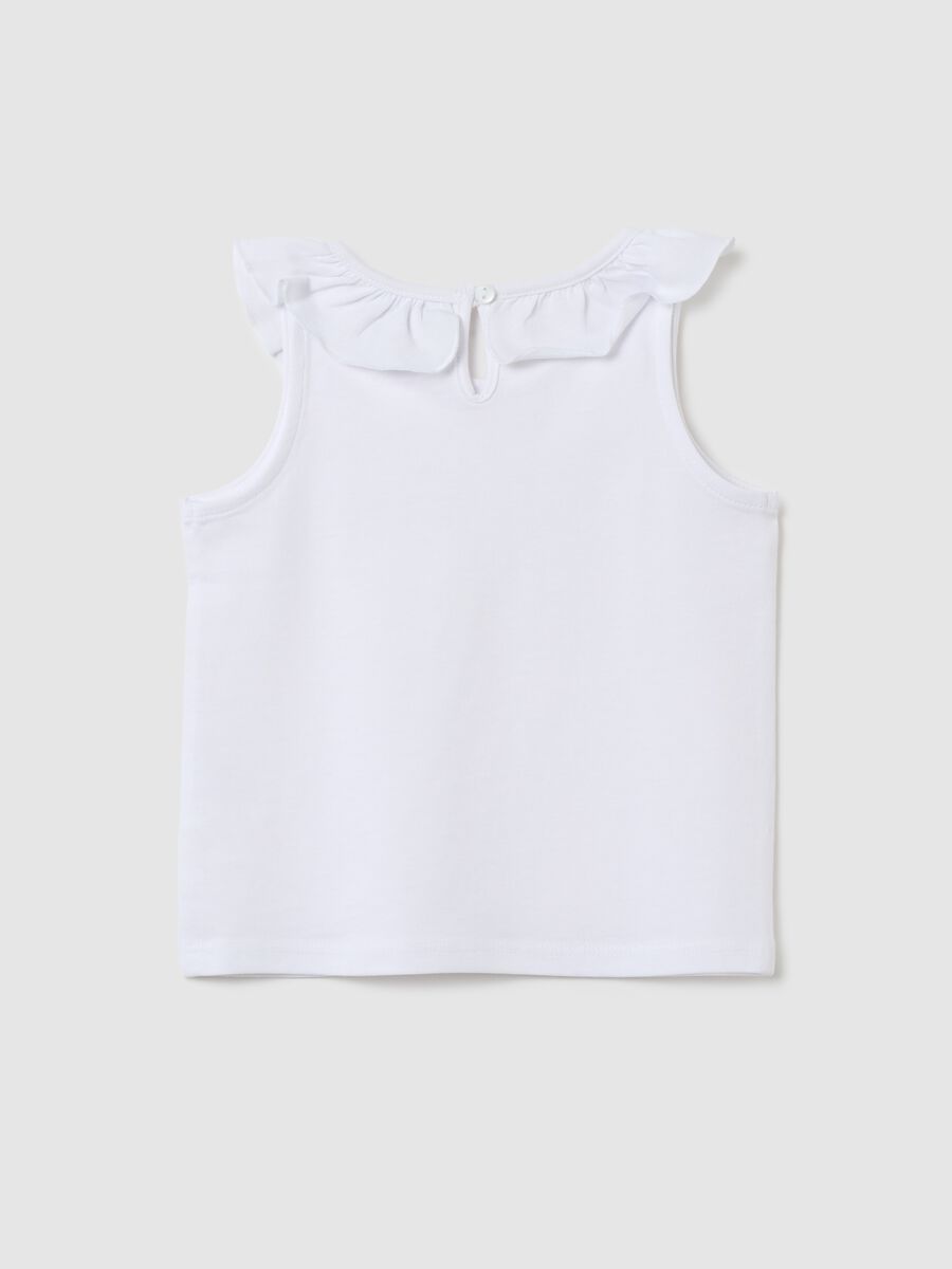 Baby girl's white pure cotton top with regular fit and ruffles_1