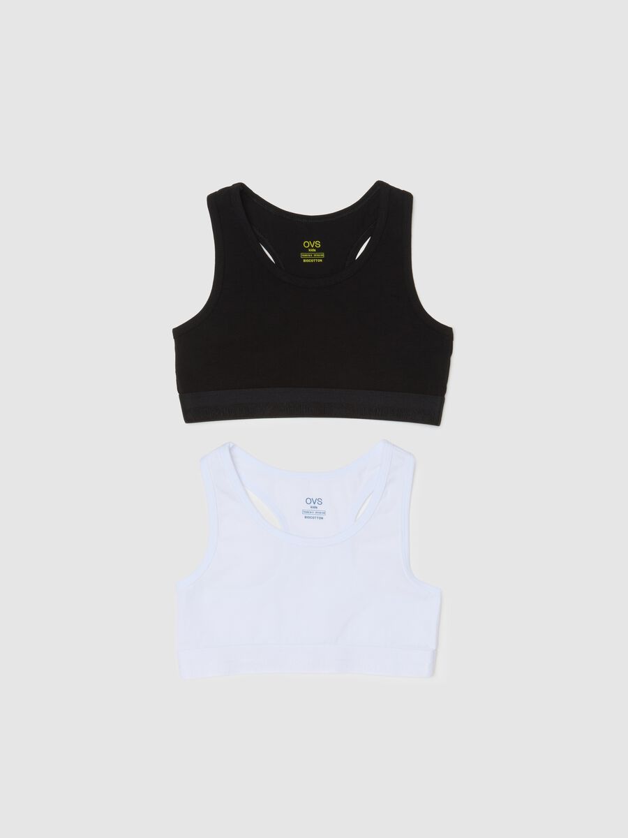 Set of two multicolour stretchy cotton sports tops for girls_0