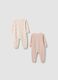 Two-pack of multicolour cotton-blend sleepsuits for baby girl_1