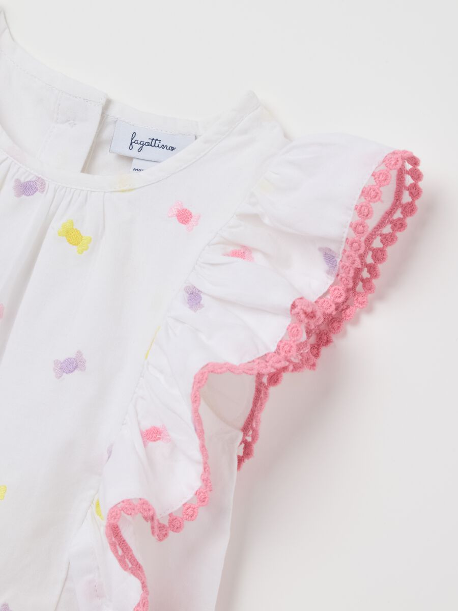 White Summer Blouse with Ruffles and Bow Details Fagottino_3