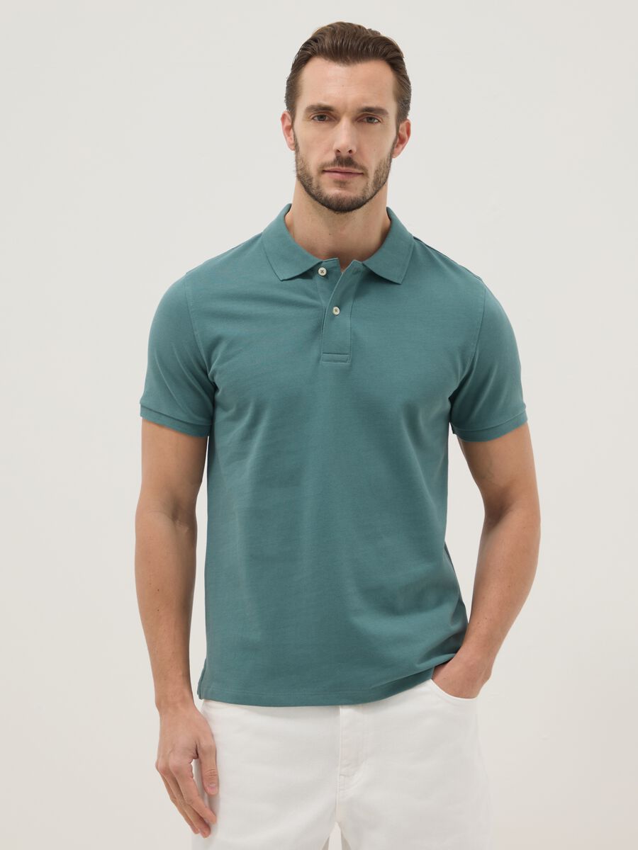 Regular fit short sleeve green pure cotton polo_3