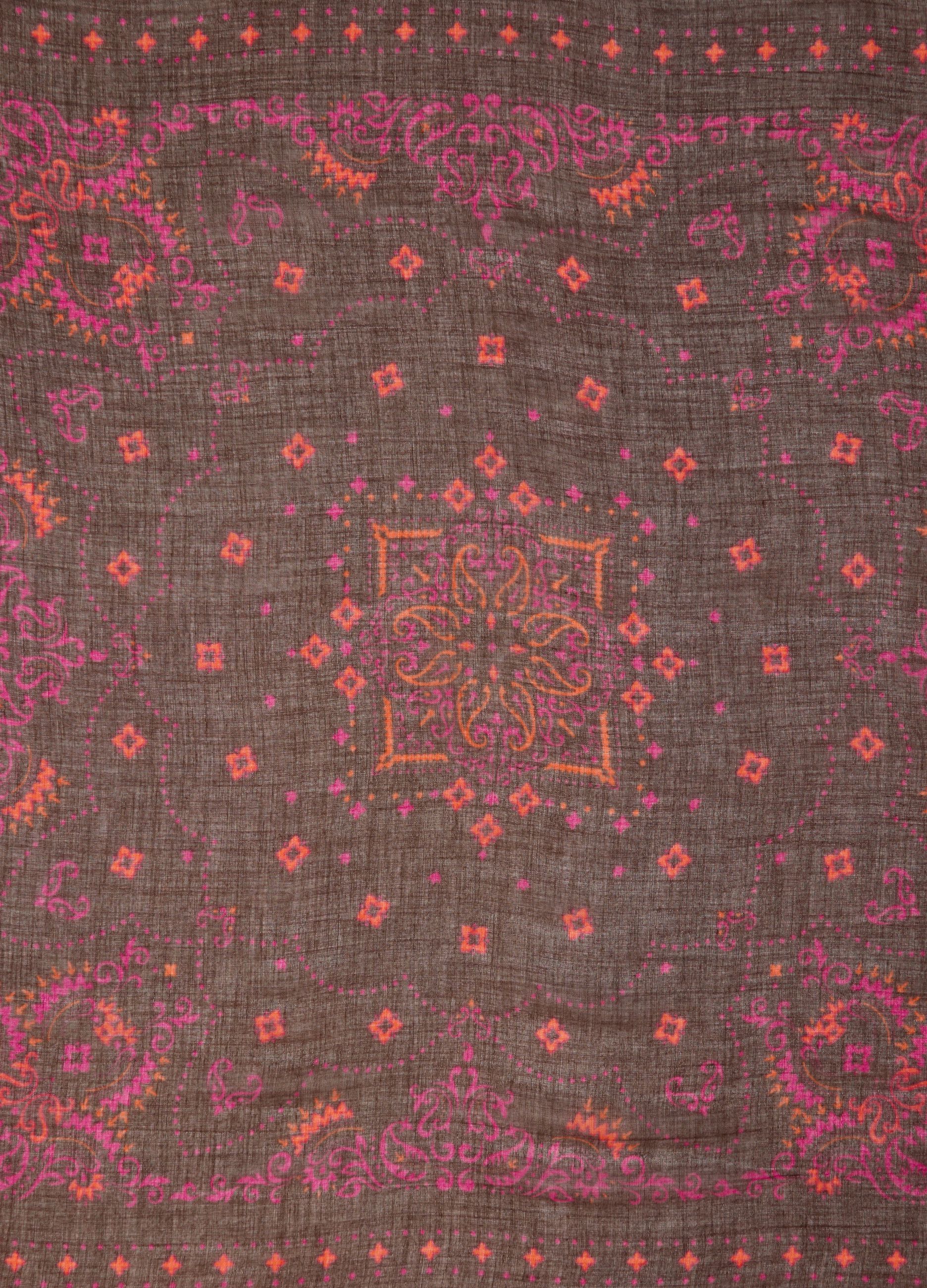 Foulard marrone in misto lana con stampa paisley