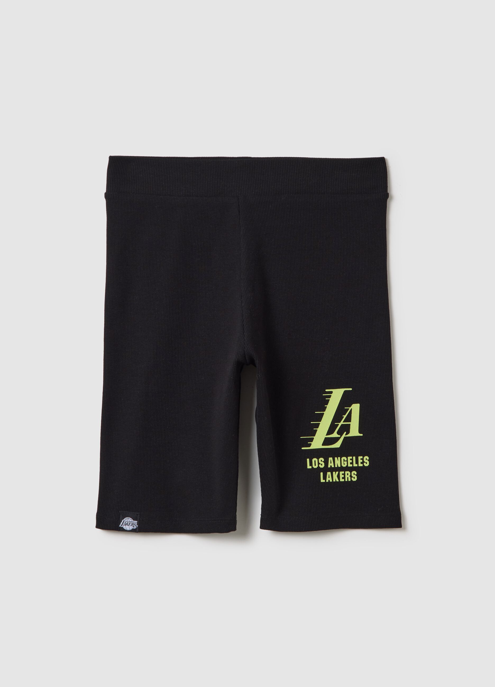 Black cycle shorts with NBA Los Angeles Lakers print