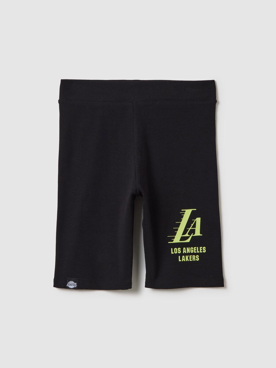 Black cycle shorts with NBA Los Angeles Lakers print_4