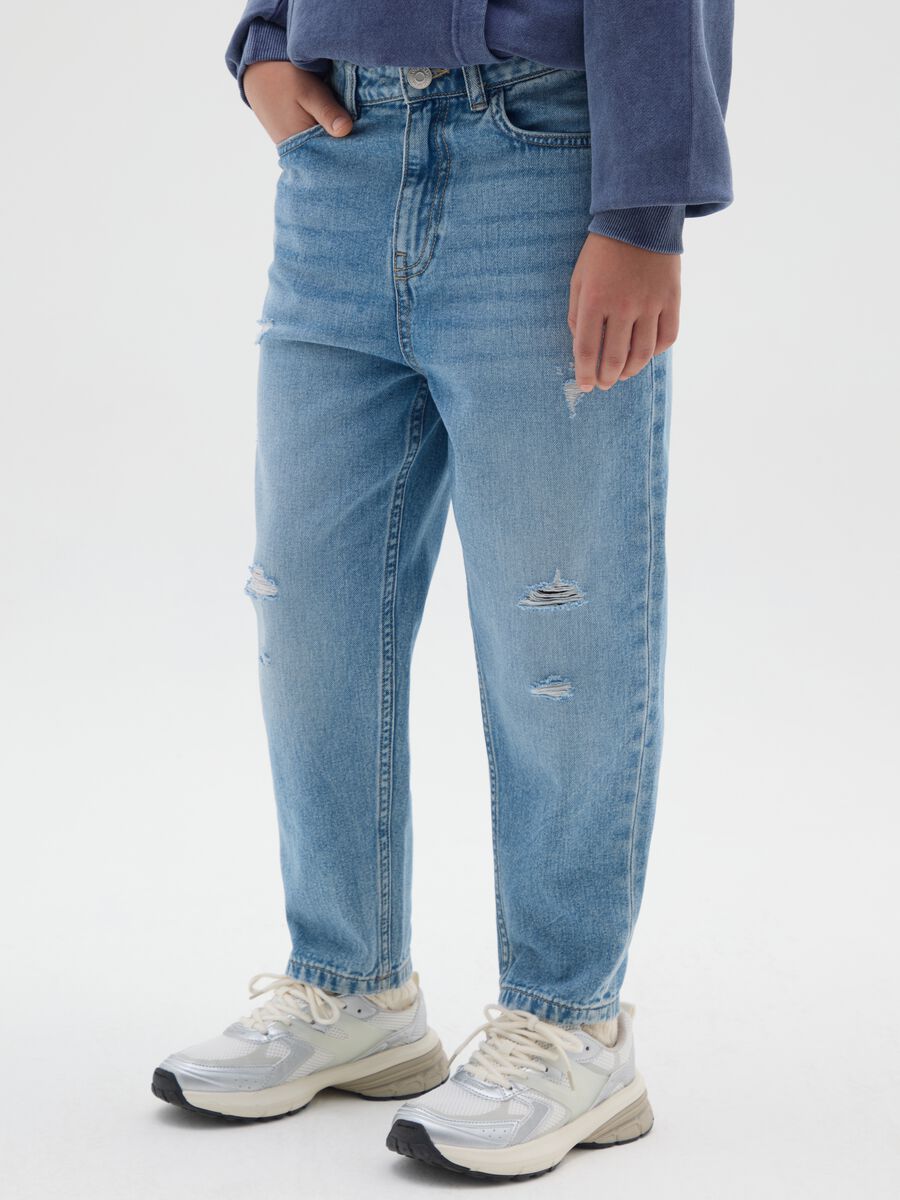 Jeans da ragazzo in puro cotone denim baggy_2