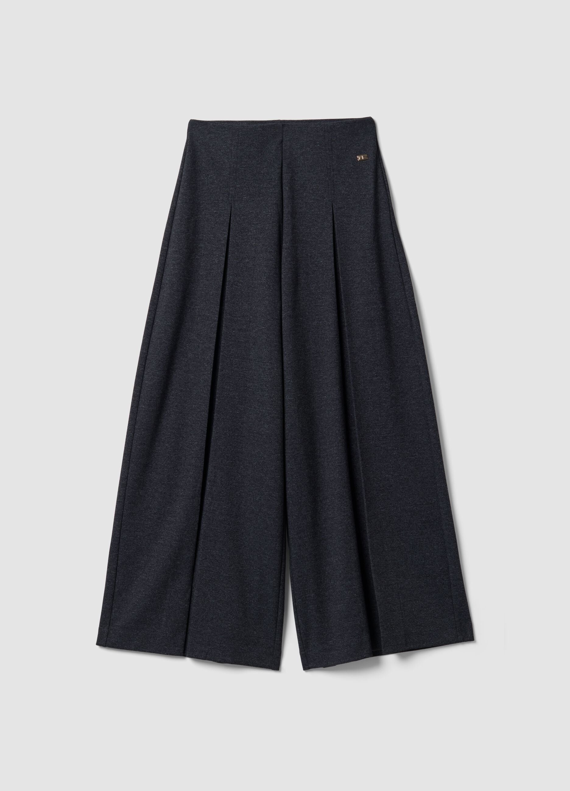 Grey formal stretch-viscose trousers with a baggy fit