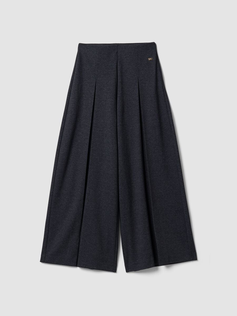Grey formal stretch-viscose trousers with a baggy fit_4