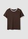 Brown pure cotton T-shirt with buttons, regular fit_4