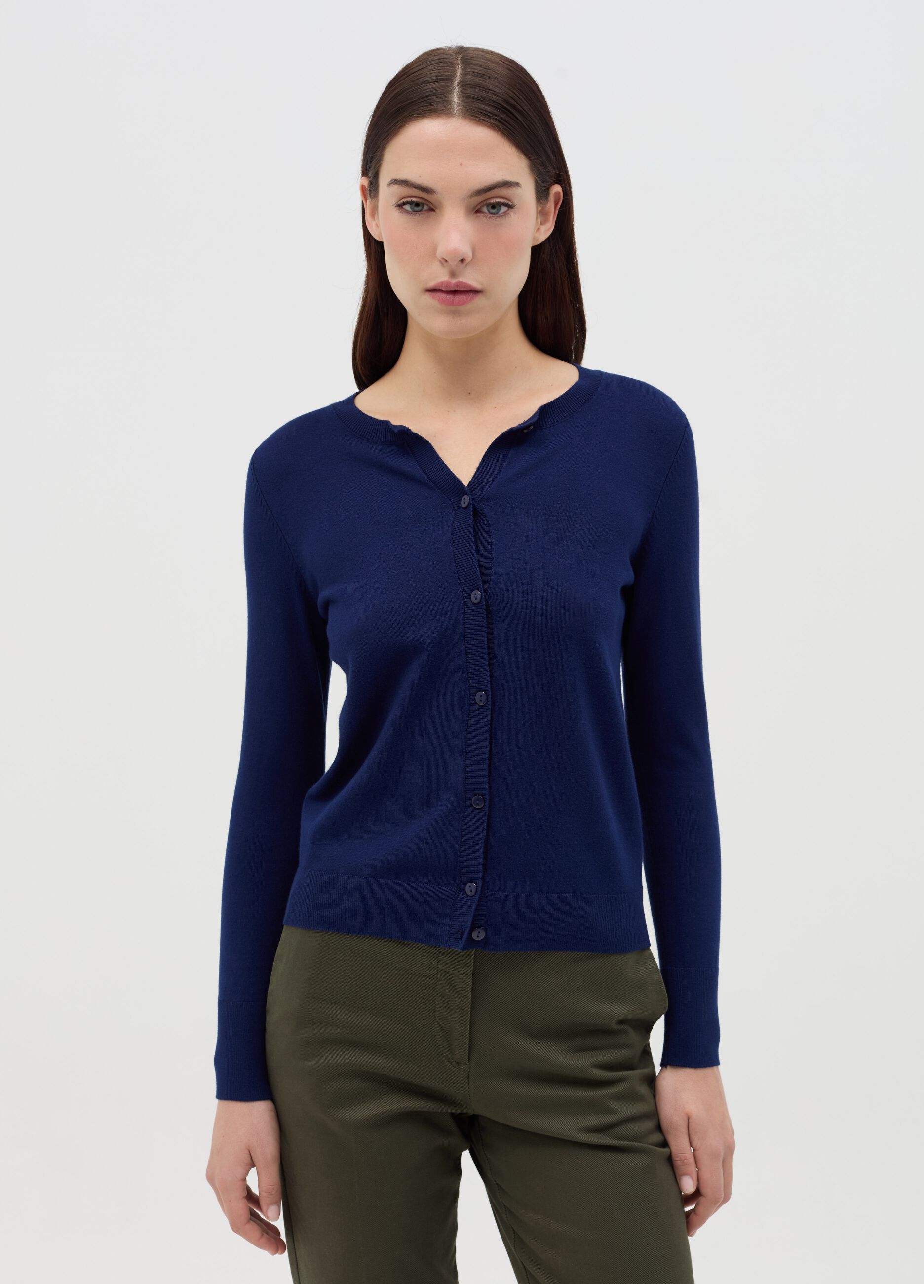 Cardigan with round neckline