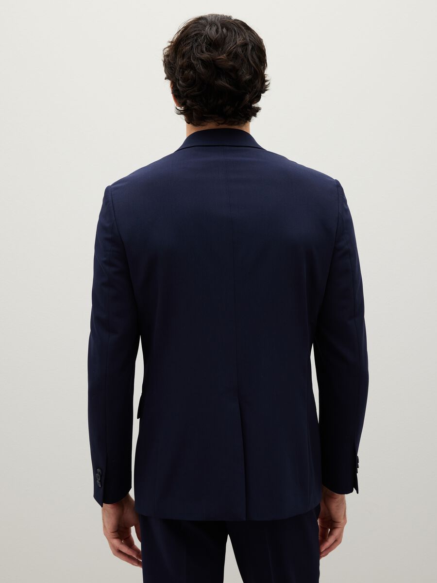 Navy slim fit blazer with button closure_2