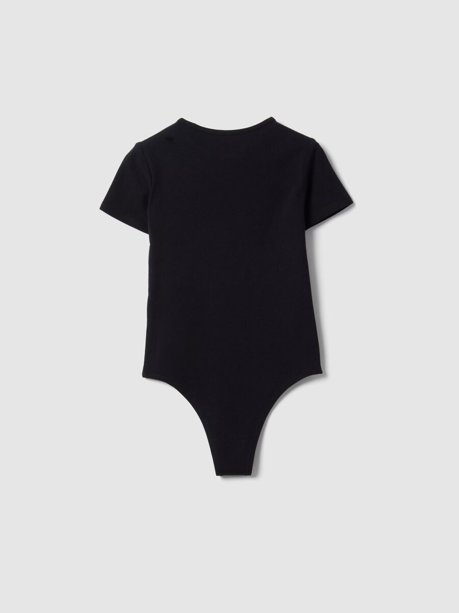 Girls' fitted black stretch cotton bodysuit_4