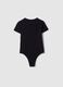 Girls' fitted black stretch cotton bodysuit_4