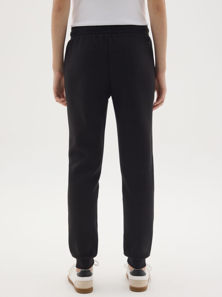 Black regular fit cotton blend trousers_2