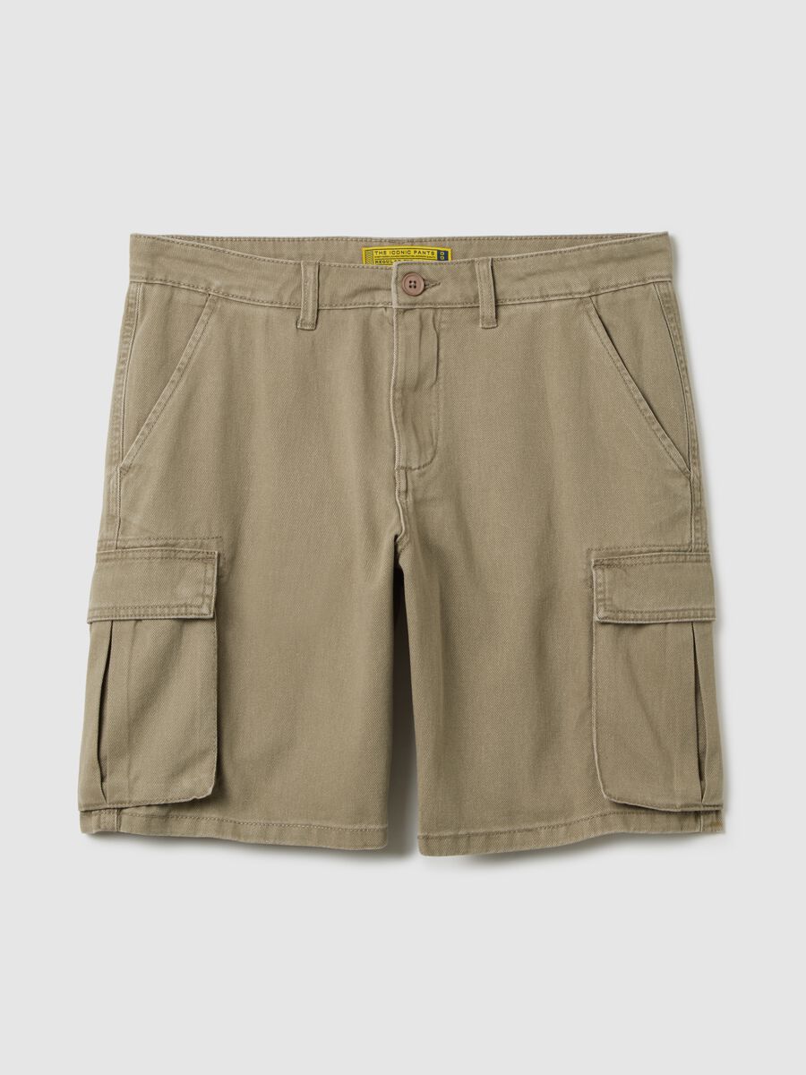 Men's Regular Fit Beige Cotton Shorts_0